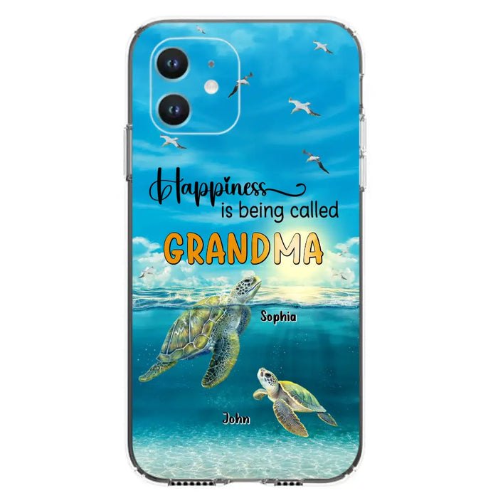 Custom Personalized Grandma Mom Turtle Phone Case - Gift Idea For Grandma - Up to 10 Kids - Happiness Is Being Called Grandma - Case For iPhone, Samsung