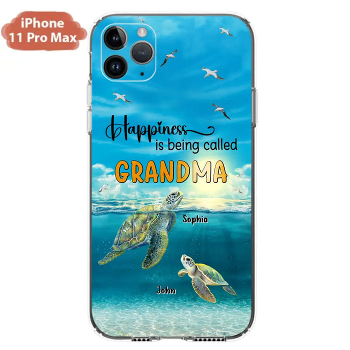 Custom Personalized Grandma Mom Turtle Phone Case - Gift Idea For Grandma - Up to 10 Kids - Happiness Is Being Called Grandma - Case For iPhone, Samsung