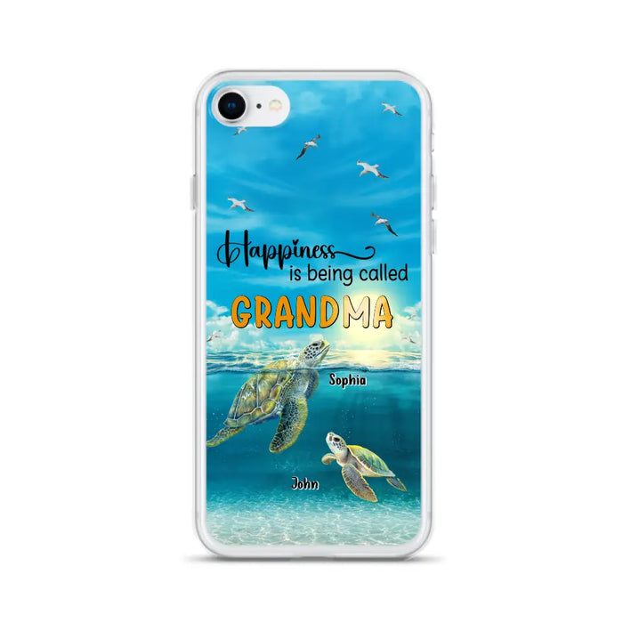 Custom Personalized Grandma Mom Turtle Phone Case - Gift Idea For Grandma - Up to 10 Kids - Happiness Is Being Called Grandma - Case For iPhone, Samsung