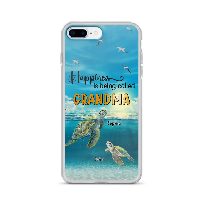 Custom Personalized Grandma Mom Turtle Phone Case - Gift Idea For Grandma - Up to 10 Kids - Happiness Is Being Called Grandma - Case For iPhone, Samsung