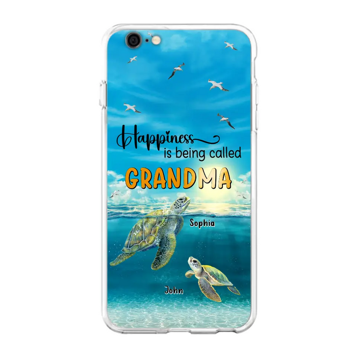 Custom Personalized Grandma Mom Turtle Phone Case - Gift Idea For Grandma - Up to 10 Kids - Happiness Is Being Called Grandma - Case For iPhone, Samsung