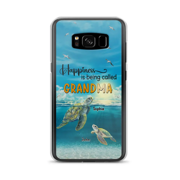 Custom Personalized Grandma Mom Turtle Phone Case - Gift Idea For Grandma - Up to 10 Kids - Happiness Is Being Called Grandma - Case For iPhone, Samsung