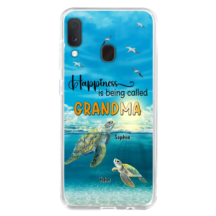 Custom Personalized Grandma Mom Turtle Phone Case - Gift Idea For Grandma - Up to 10 Kids - Happiness Is Being Called Grandma - Case For iPhone, Samsung