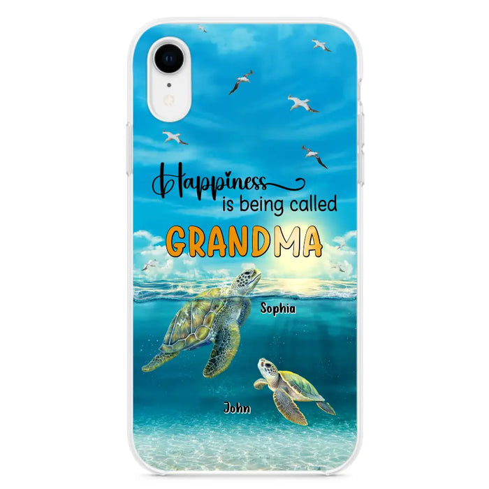 Custom Personalized Grandma Mom Turtle Phone Case - Gift Idea For Grandma - Up to 10 Kids - Happiness Is Being Called Grandma - Case For iPhone, Samsung