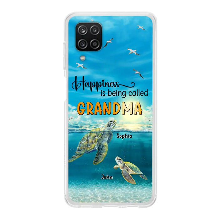 Custom Personalized Grandma Mom Turtle Phone Case - Gift Idea For Grandma - Up to 10 Kids - Happiness Is Being Called Grandma - Case For iPhone, Samsung