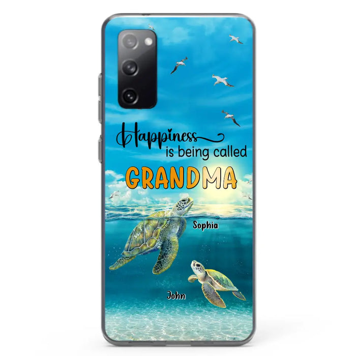 Custom Personalized Grandma Mom Turtle Phone Case - Gift Idea For Grandma - Up to 10 Kids - Happiness Is Being Called Grandma - Case For iPhone, Samsung