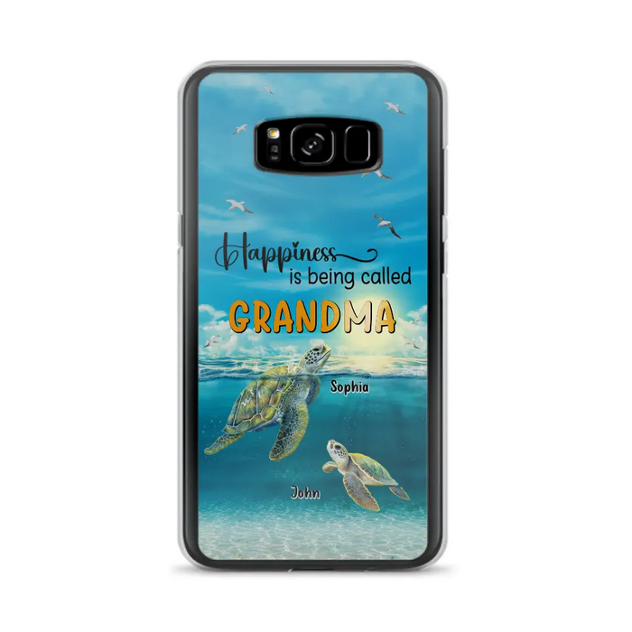 Custom Personalized Grandma Mom Turtle Phone Case - Gift Idea For Grandma - Up to 10 Kids - Happiness Is Being Called Grandma - Case For iPhone, Samsung