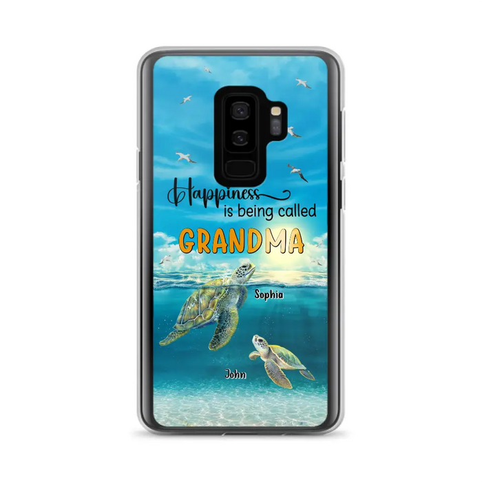 Custom Personalized Grandma Mom Turtle Phone Case - Gift Idea For Grandma - Up to 10 Kids - Happiness Is Being Called Grandma - Case For iPhone, Samsung