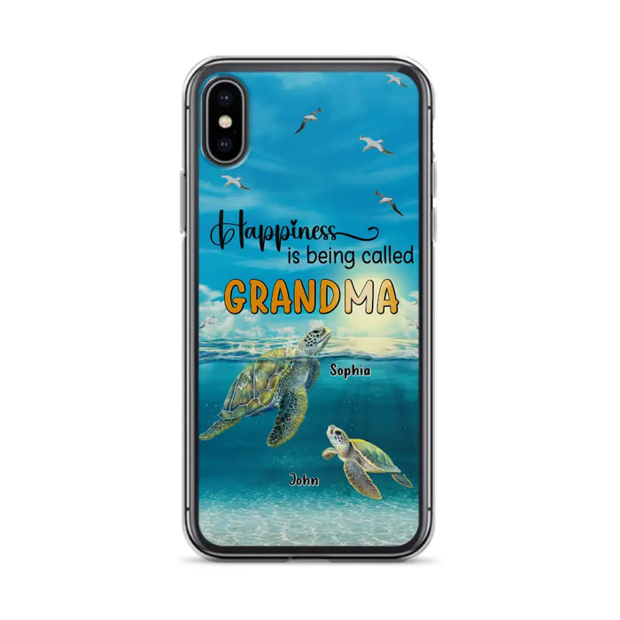 Custom Personalized Grandma Mom Turtle Phone Case - Gift Idea For Grandma - Up to 10 Kids - Happiness Is Being Called Grandma - Case For iPhone, Samsung