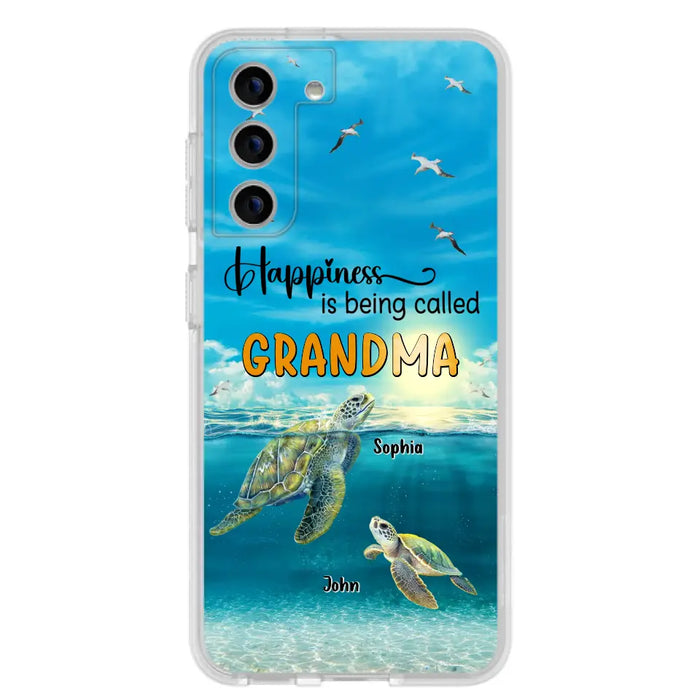 Custom Personalized Grandma Mom Turtle Phone Case - Gift Idea For Grandma - Up to 10 Kids - Happiness Is Being Called Grandma - Case For iPhone, Samsung