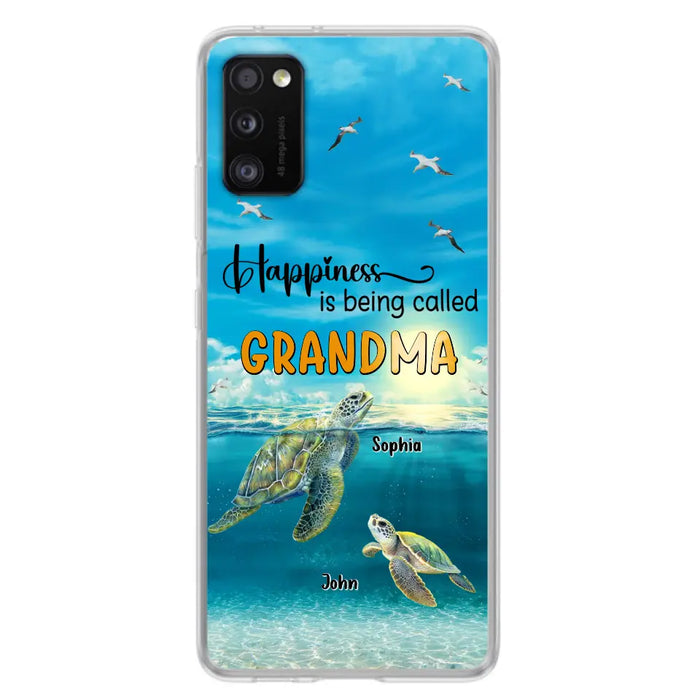 Custom Personalized Grandma Mom Turtle Phone Case - Gift Idea For Grandma - Up to 10 Kids - Happiness Is Being Called Grandma - Case For iPhone, Samsung