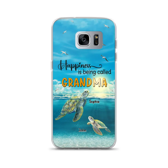 Custom Personalized Grandma Mom Turtle Phone Case - Gift Idea For Grandma - Up to 10 Kids - Happiness Is Being Called Grandma - Case For iPhone, Samsung