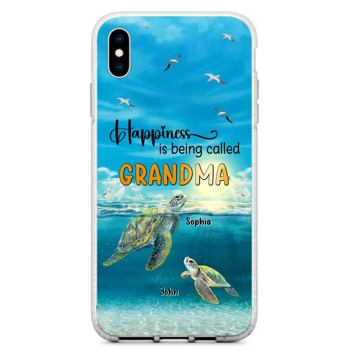 Custom Personalized Grandma Mom Turtle Phone Case - Gift Idea For Grandma - Up to 10 Kids - Happiness Is Being Called Grandma - Case For iPhone, Samsung