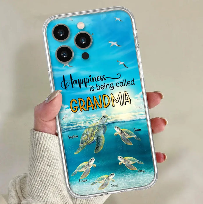 Custom Personalized Grandma Mom Turtle Phone Case - Gift Idea For Grandma - Up to 10 Kids - Happiness Is Being Called Grandma - Case For iPhone, Samsung