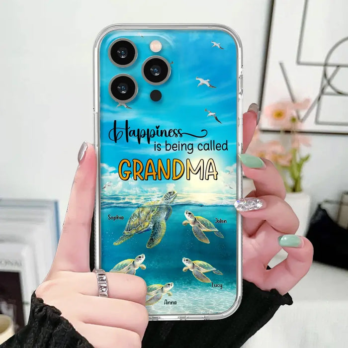 Custom Personalized Grandma Mom Turtle Phone Case - Gift Idea For Grandma - Up to 10 Kids - Happiness Is Being Called Grandma - Case For iPhone, Samsung