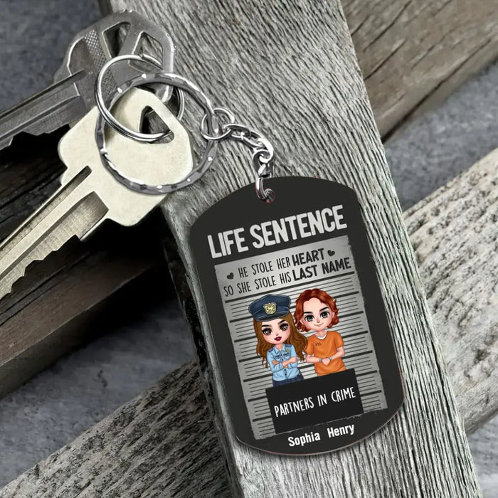 Custom Personalized Couple Partners In Crime Aluminum Keychain - Gift Idea For Couple/ Him/ Her - He Stole Her Heart So She Stole His Last Name