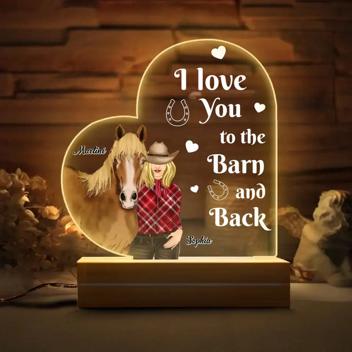 Custom Personalized Horse Girl Acrylic Night Light - Gift Idea For Horse Lover - I Love You To The Barn And Back