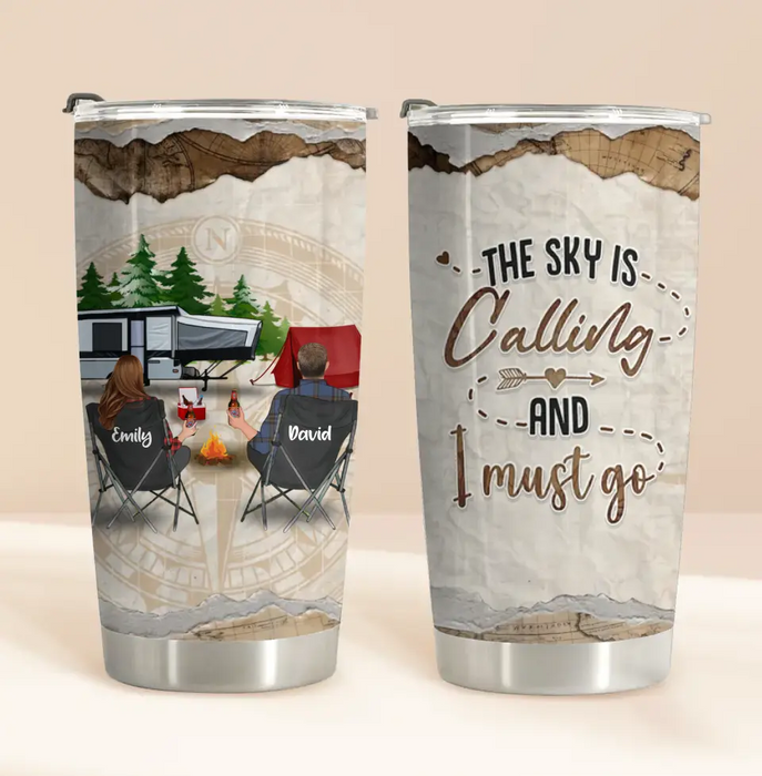 Personalized Camping Tumbler - Gift Idea For Couple/Camping Lovers - The Sky Is Calling And I Must Go