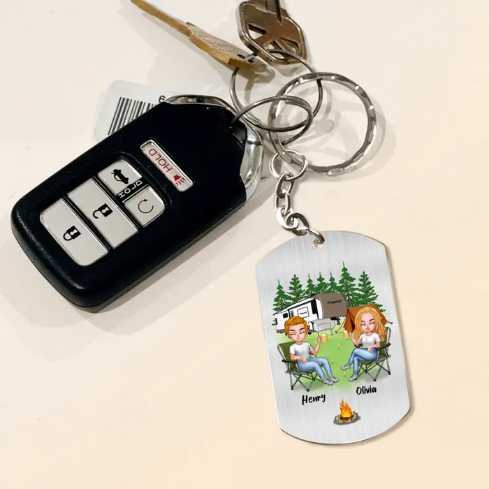 Personalized Camping Couple Aluminum Keychain - Gift Idea For Couple/Camping Lovers - Take Me To Olivia