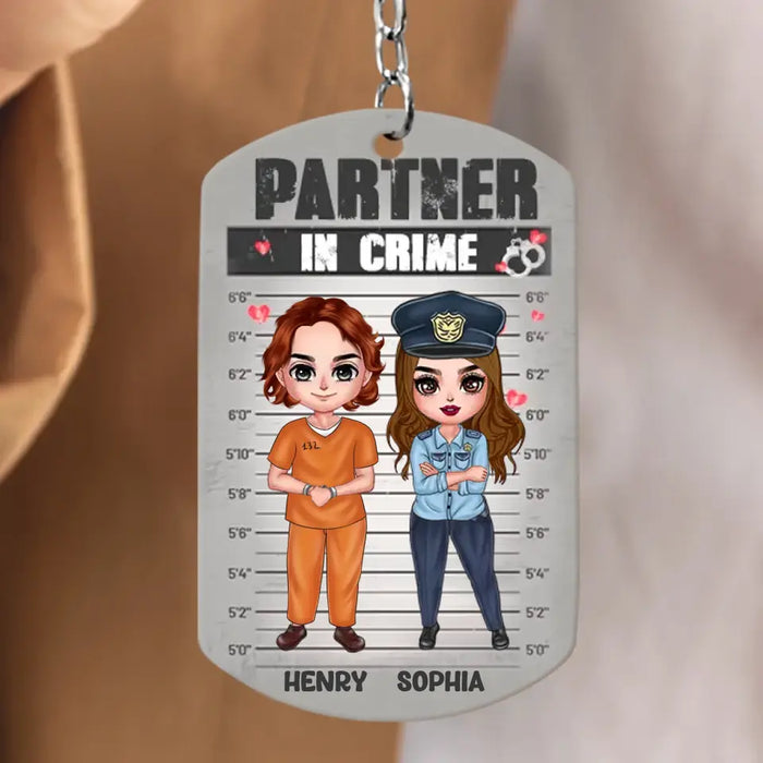 Custom Personalized Couple Partners In Crime Aluminum Keychain - Gift Idea For Couple/ Him/ Her - You Stole My Heart & I'll Let You Keep It