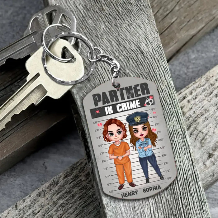 Custom Personalized Couple Partners In Crime Aluminum Keychain - Gift Idea For Couple/ Him/ Her - You Stole My Heart & I'll Let You Keep It