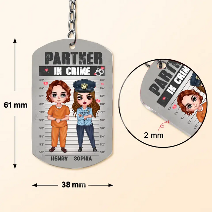 Custom Personalized Couple Partners In Crime Aluminum Keychain - Gift Idea For Couple/ Him/ Her - You Stole My Heart & I'll Let You Keep It