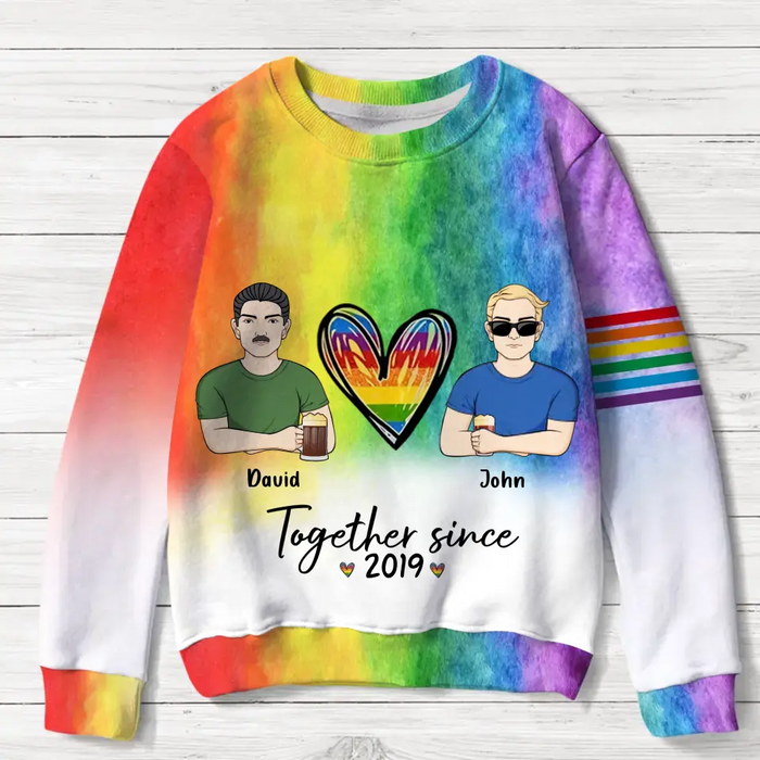 Custom Personalized Couple AOP Sweater - Valentine's Day Gift Idea for Couple/LGBT - Together Since