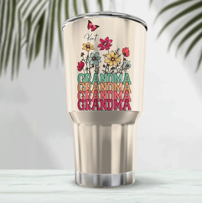 Custom Personalized Flower Irregular Tumbler - Upto 10 Children - Mother's Day Gift Idea for Mom/Grandma