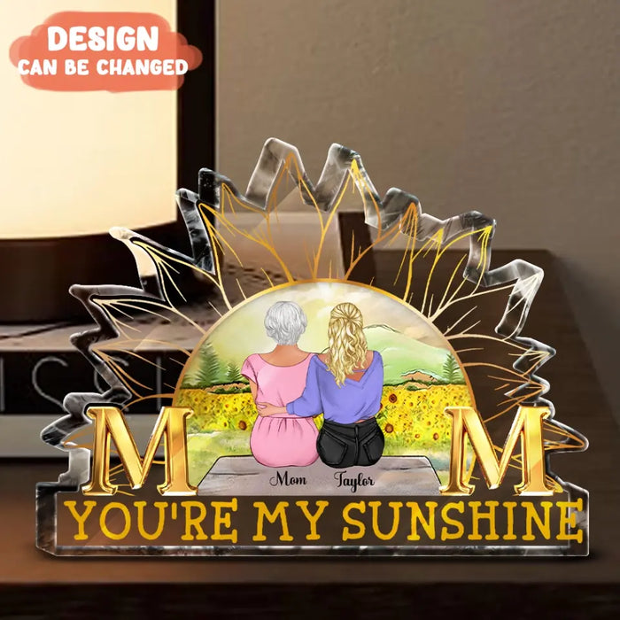 Custom Personalized Mother And Daughters Sunflower Acrylic Plaque - Mom With Upto 4 Daughters - Gift Idea For Mother's Day - Mom You're My Sunshine