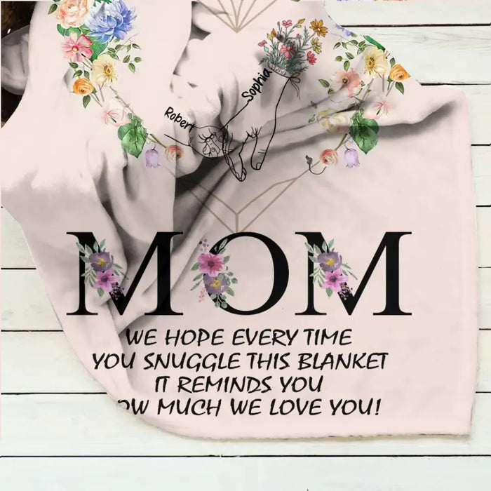 Custom Personalized Mom Quilt Blanket/Single Layer Fleece Blanket - Gift Idea From Kid To Mom with up to 6 Kids - Mother's Day Gift