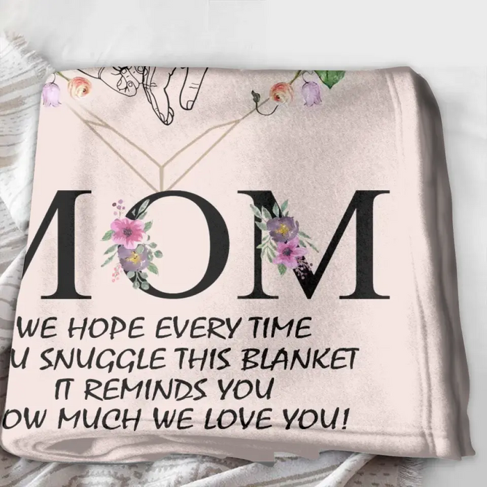 Custom Personalized Mom Quilt Blanket/Single Layer Fleece Blanket - Gift Idea From Kid To Mom with up to 6 Kids - Mother's Day Gift