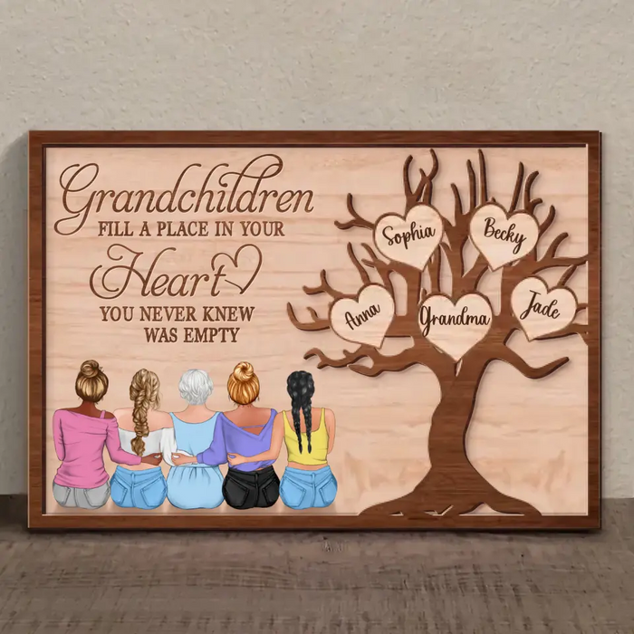 Custom Personalized Grandma 2 Layered Wooden Art - Upto 5 Granddaughters - Gift Idea For Grandma/ Mother's Day - Grandchildren Fill A Place In Your Heart