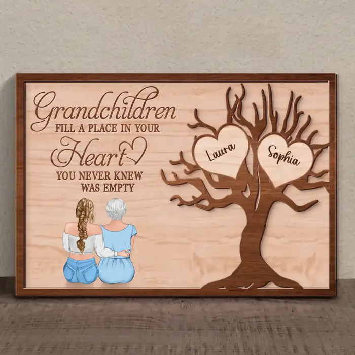 Custom Personalized Grandma 2 Layered Wooden Art - Upto 5 Granddaughters - Gift Idea For Grandma/ Mother's Day - Grandchildren Fill A Place In Your Heart