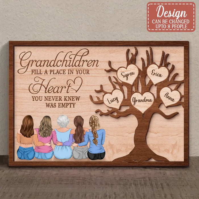 Custom Personalized Grandma 2 Layered Wooden Art - Upto 5 Granddaughters - Gift Idea For Grandma/ Mother's Day - Grandchildren Fill A Place In Your Heart