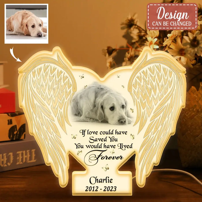 Custom Personalized Memorial Dad Wings Photo Light Box Light - Memorial Gift Idea For Family Member - If Love Could Have Saved You You Would Have Lived Forever