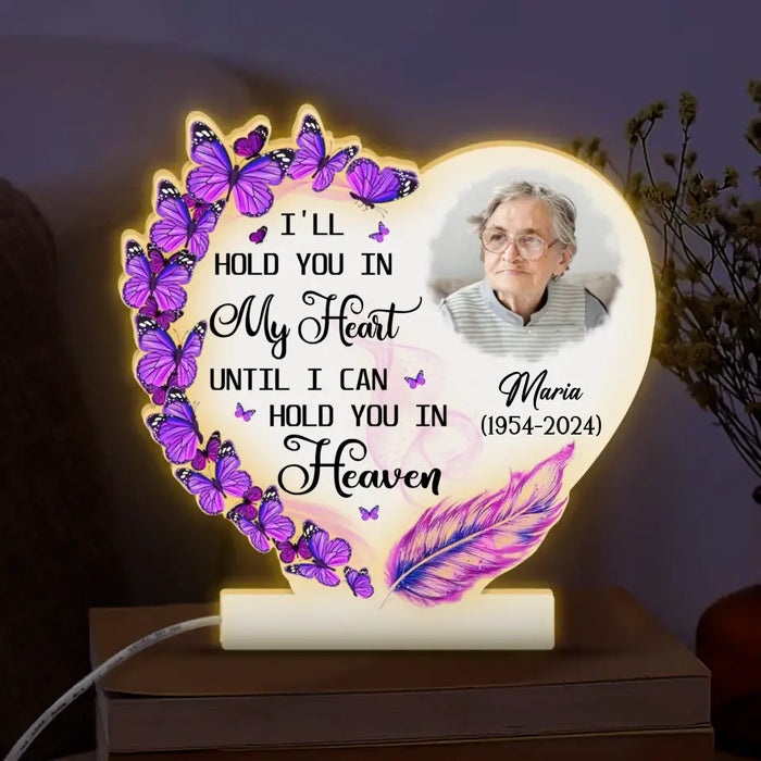 Custom Personalized Memorial Photo Light Box - Memorial Gift Idea For Family Member - I'll Hold You In My Heart