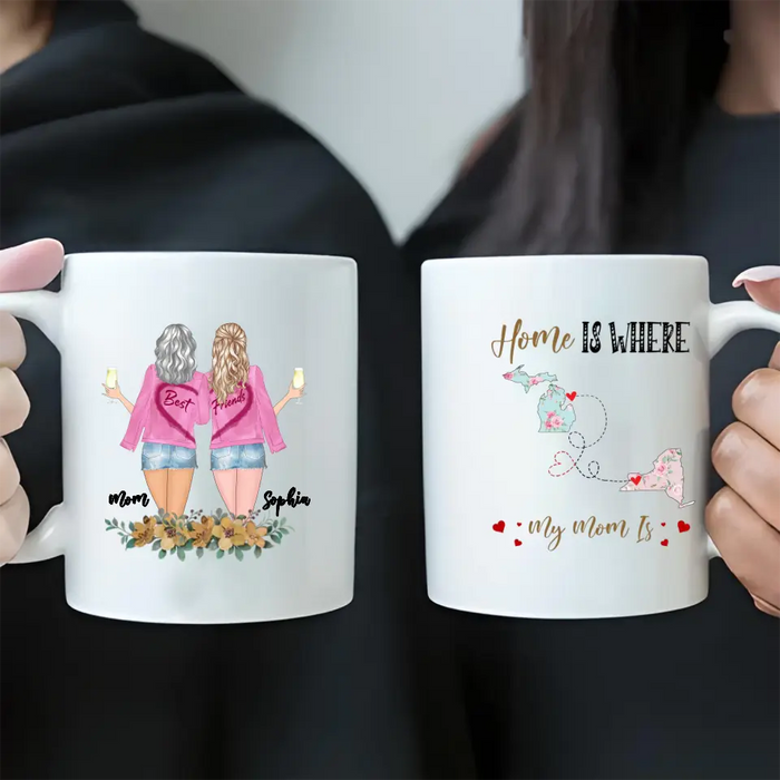 Personalized Mom  & Daughter Coffee Mug - Gift Idea For Mother's Day - Home Is Where My Mom Is