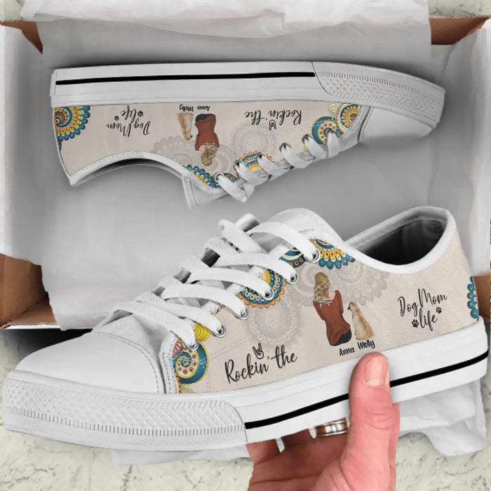 Personalized Dog Mom Sneakers - Up to 4 Dogs - Gift Idea For Dog Lovers - Rockin' The Dog Mom Life