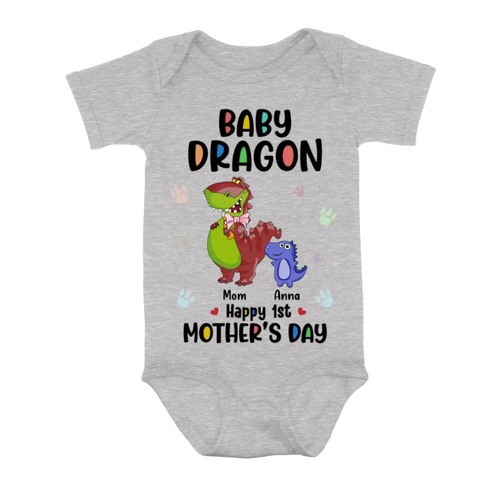 Custom Personalized Dragon Shirt/Baby Onesie - Gift Idea For Mother's Day - Happy 1st Mother's Day