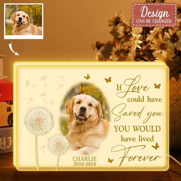 Custom Personalized Memorial Pet Photo Light Box - Upload Photo - Memorial Gift Idea For Pet Lover - If Love Could Have Saved You You Would Have Lived Forever