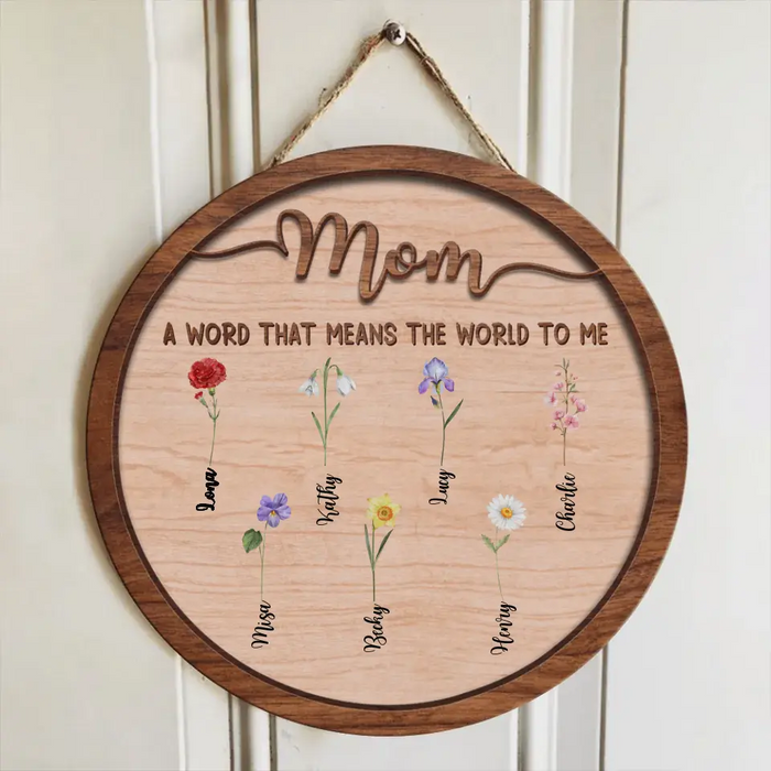 Custom Personalized Mom 2 Layered Wooden Art - Mother's Day Gift Idea for Mom - Mom A Word That Means The World To Me