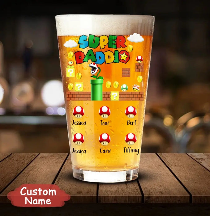 Custom Personalized Dad Daddio Pint Glass - Gift Idea For Dad/ Stepdad - Upto 7 Kids