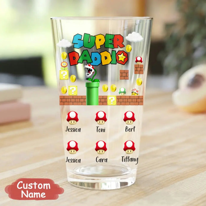 Custom Personalized Dad Daddio Pint Glass - Gift Idea For Dad/ Stepdad - Upto 7 Kids