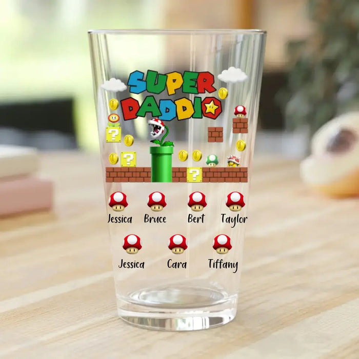 Custom Personalized Dad Daddio Pint Glass - Gift Idea For Dad/ Stepdad - Upto 7 Kids