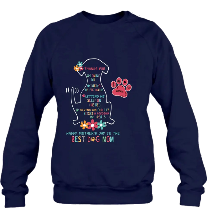 Custom Personalized Best Dog Mom Shirt/ Hoodie - Upto 7 Names - Gift Idea For Dog Lover/ Mother's Day - Thanks For Loving Me