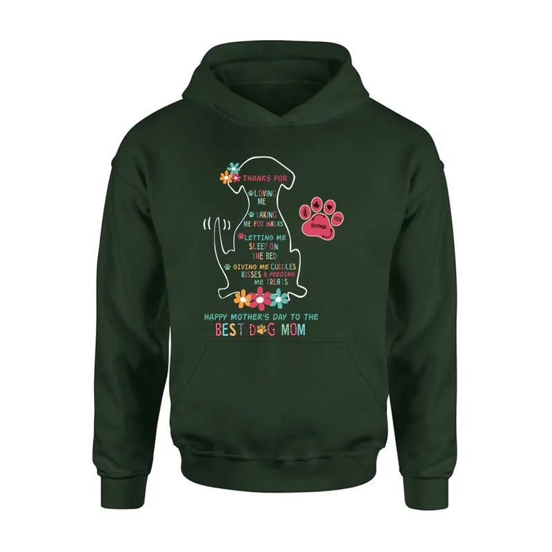 Personalized Best Dog Mom Shirt/Hoodie - Up to 7 Names - Gift Idea For Dog Lover/Mother's Day - Thanks For Loving Me