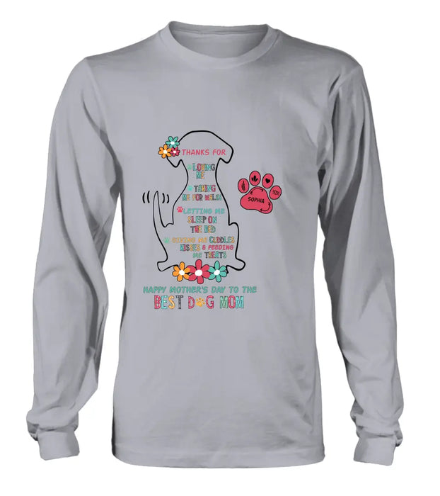 Custom Personalized Best Dog Mom Shirt/ Hoodie - Upto 7 Pets - Gift Idea For Dog Lover/ Mother's Day - Thanks For Loving Me