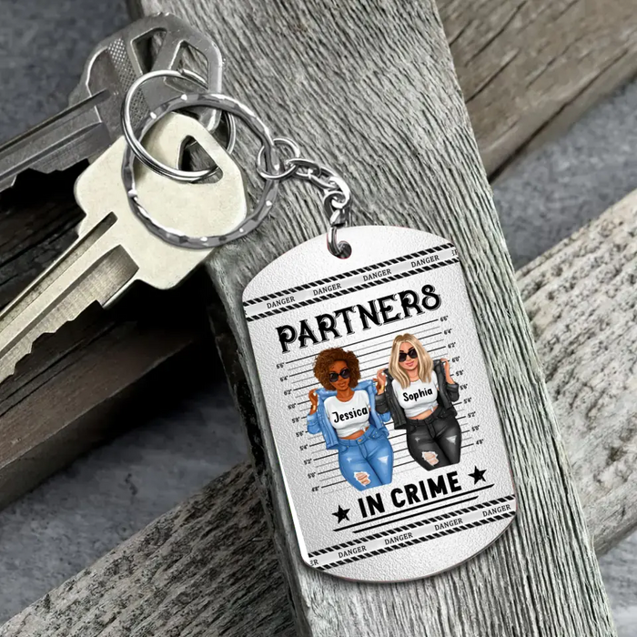 Personalized Besties Aluminum Keychain - Gift Idea For Friends/Besties/Sisters - Partners In Crime