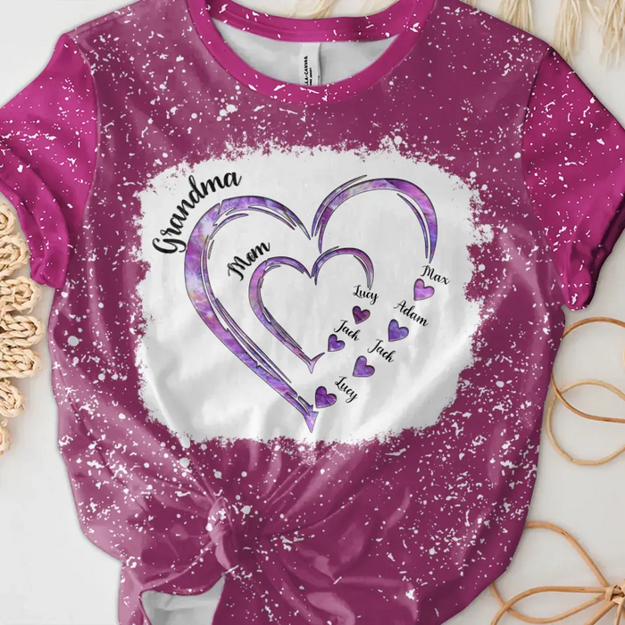 Custom Personalized Mom Grandma Heart T-shirt - Gift Idea For Mother/ Grandma - Upto 6 Kids And 12 Grandkids