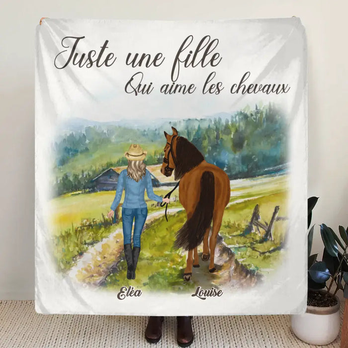 Couverture Personnalisée Pour Fille De Cheval - Idée Cadeau Pour Les Amoureux Des Chevaux - Jusqu'À 6 Chevaux -  Juste Une Fille Qui Aime Les Chevaux